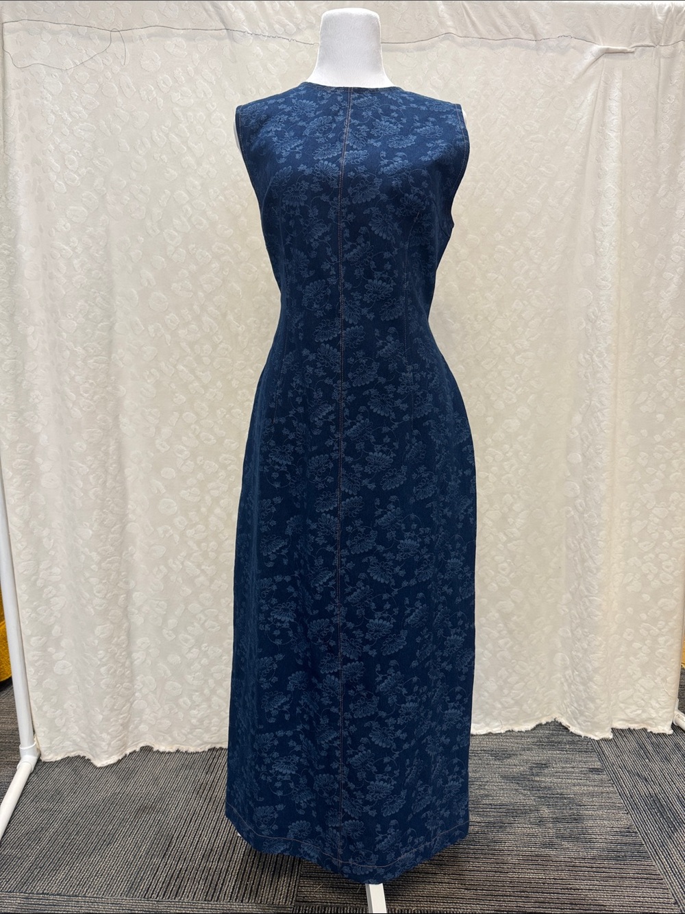 Sleeveless Navy Floral Maxi Dress